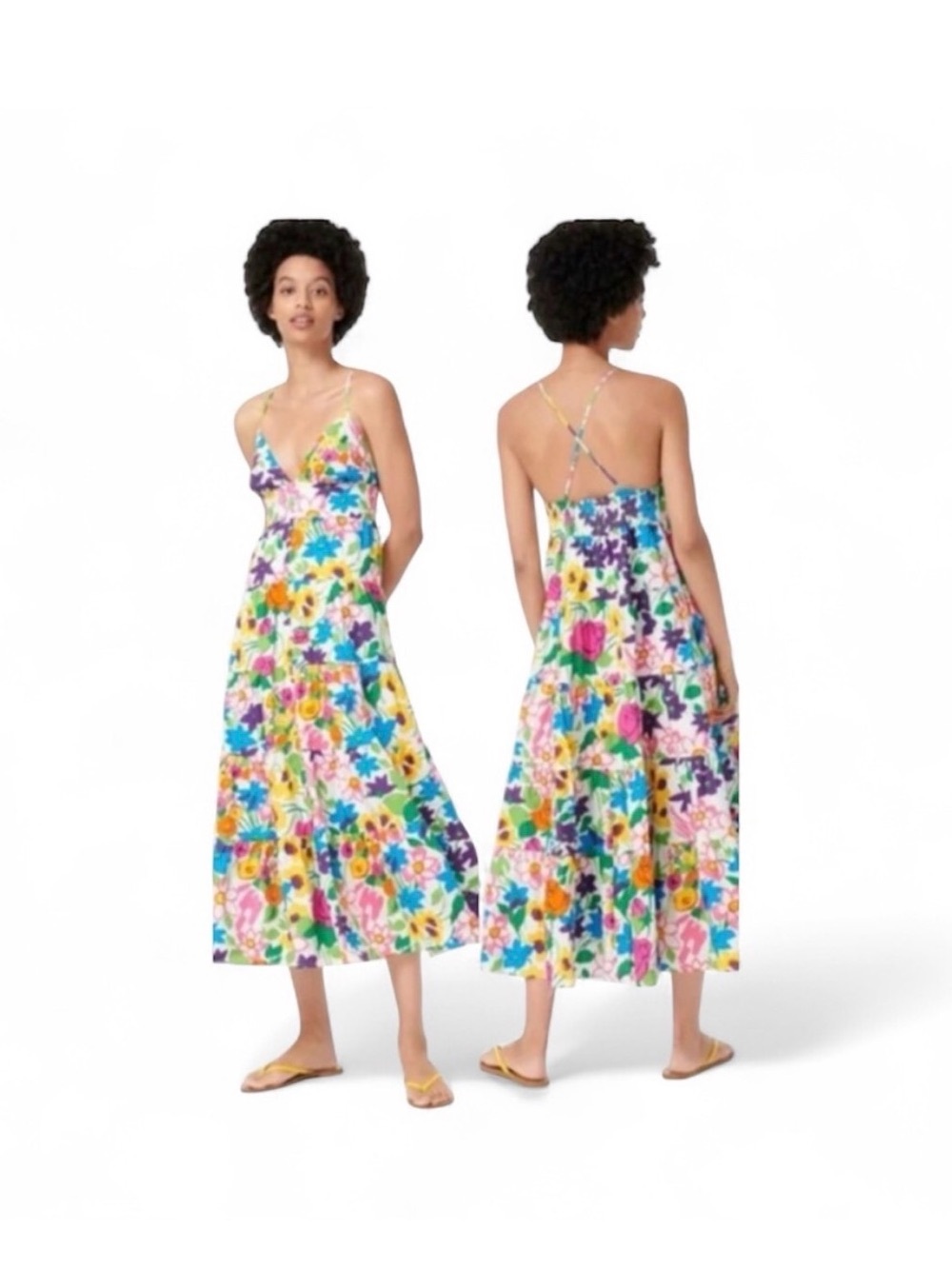J Crew Floral, Cotton Poplin Button Up Dress in Vibrant Garden